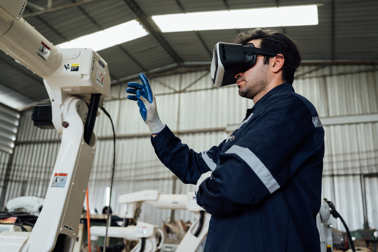 Engineer worker with smart industrial technology.