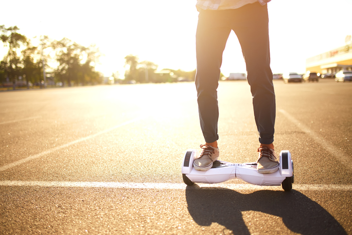 Close Up of Dual Wheel Self Balancing Electric Skateboard or Hoverboard